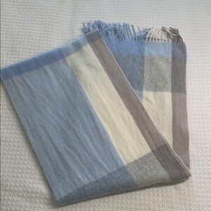 La Seine blue ivory and gray cashmere winter scarf